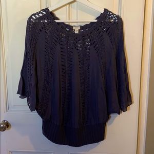 Navy blue open knit sweater by TINY